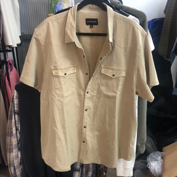 Lucky Brand Tan Casual Button Down Shirt with snaps - Picture 1 of 6